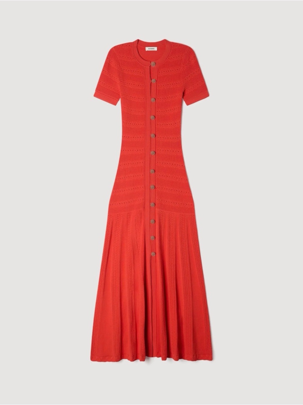 New Sandro Milona Red Knit Maxi Dress, Sz 40, US 8 - Picture 6 of 9